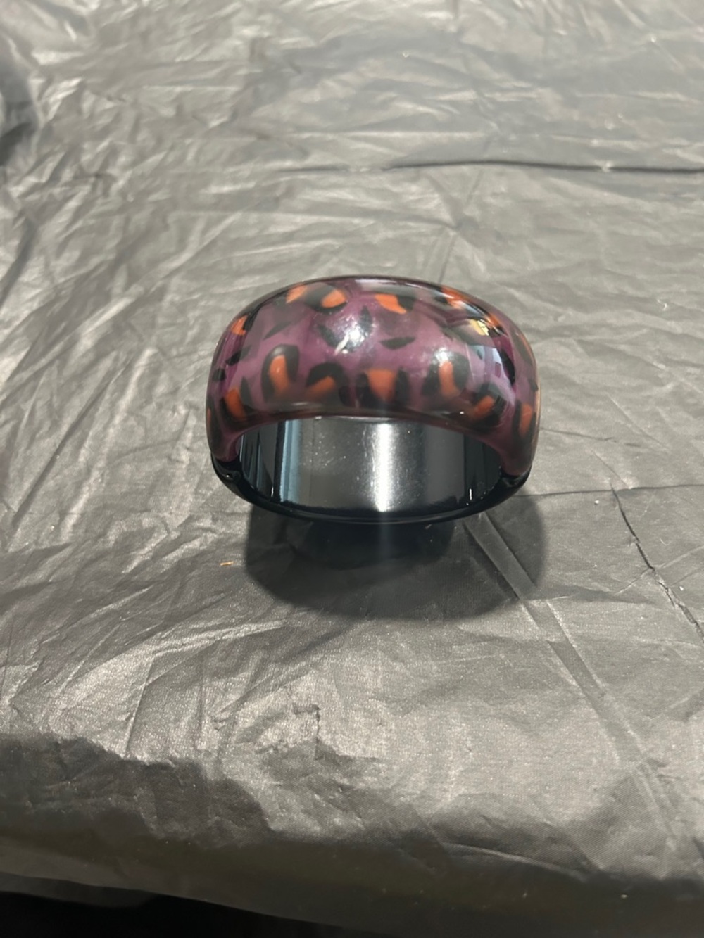 Chunky Resin Bangle Bracelet in Purple and Orange black  Leopard Print